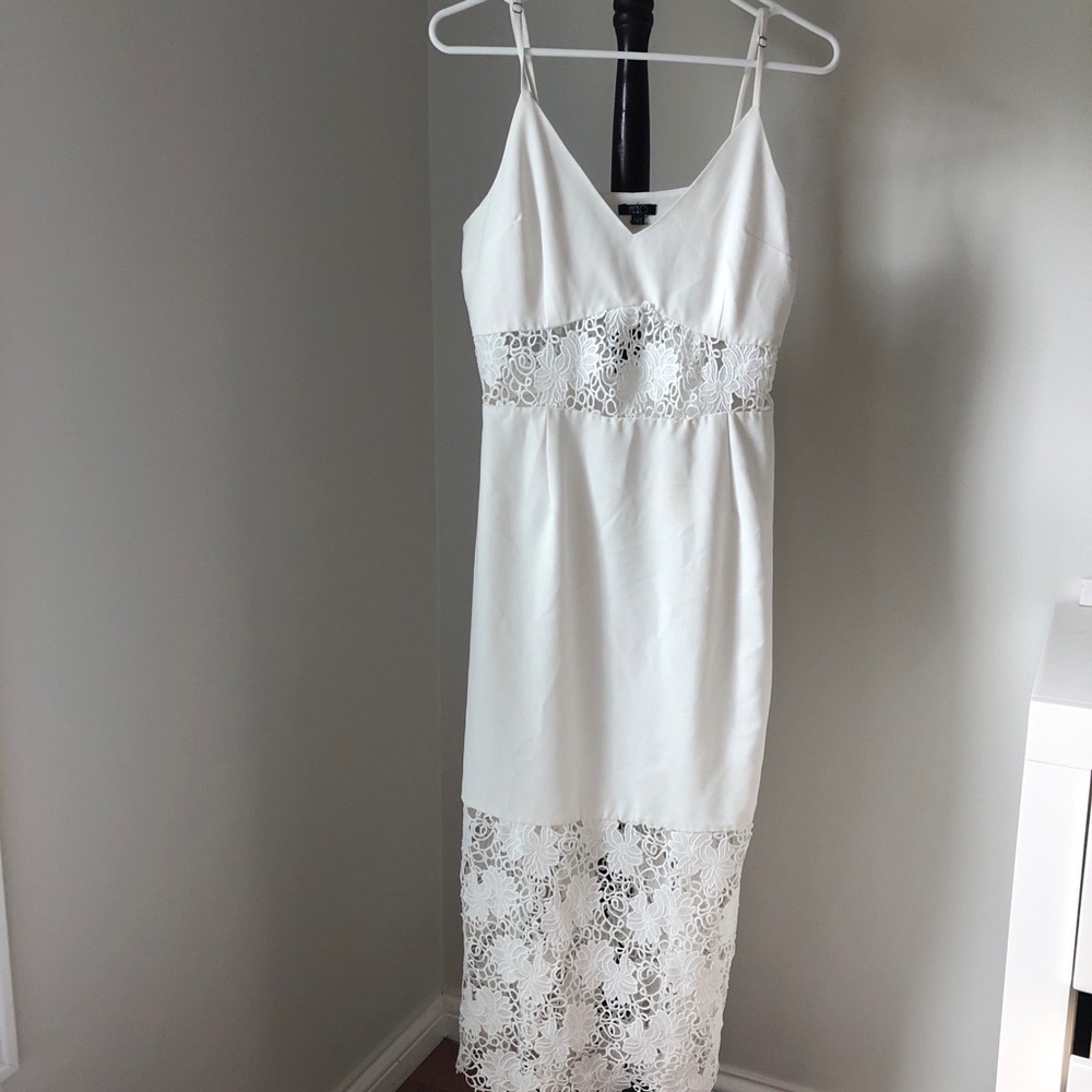 Jarlo ASOS white lace insert midi dress